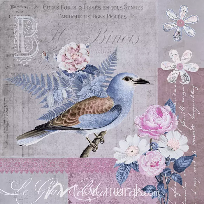 3D Pink Flower Bird Blue 104153 Andrea Haase Floor Mural  Wallpaper Murals Self-Adhesive Removable Print Epoxy