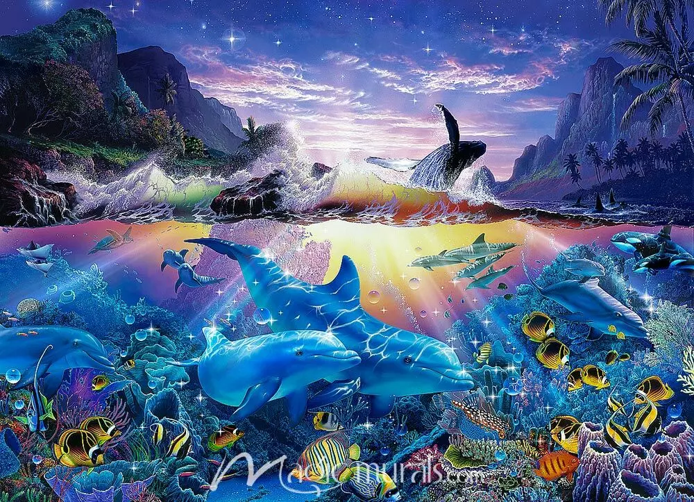 Ocean Dance Wallpaper Wall Mural by Magic Murals