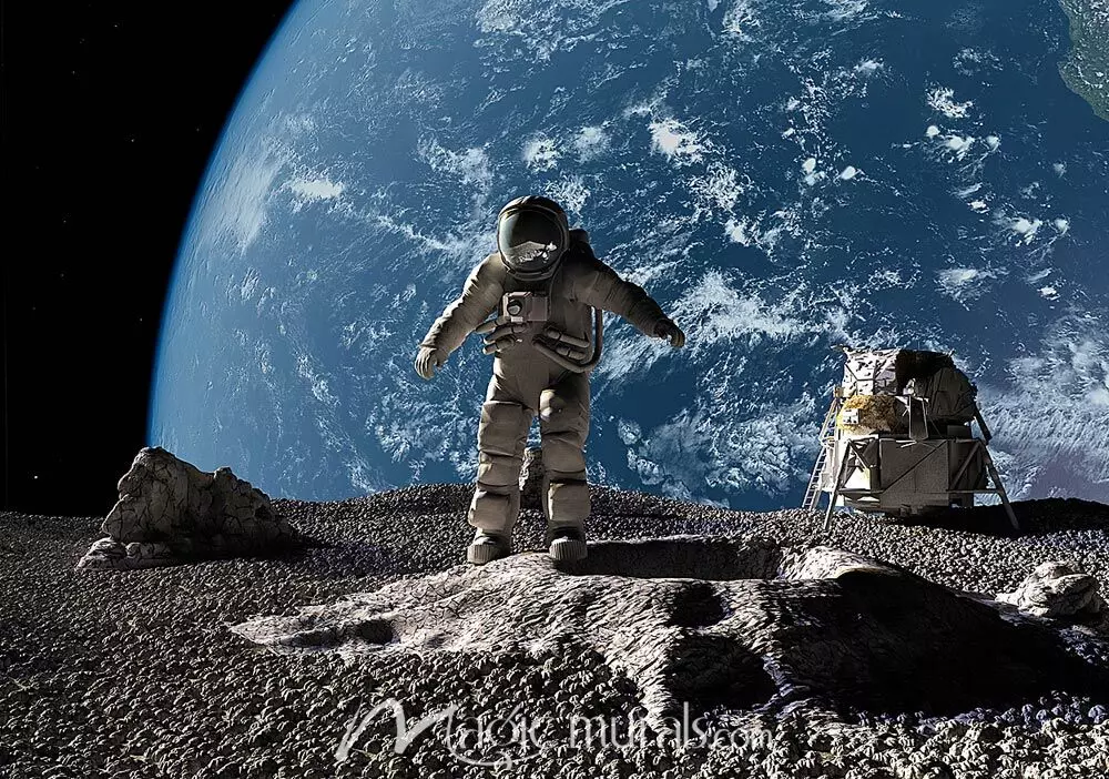 astronaut hanging on moon wallpaper