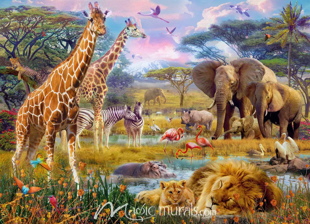 モノグラム 大型 アートパネル サファリ 動物 109センチ savane mgl-jpk-m062-25051_jpg.webp