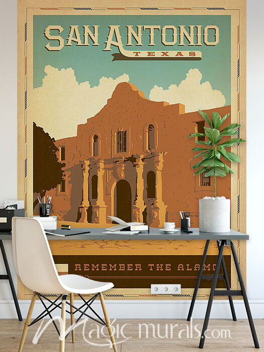 San Antonio Travel Poster Wallpaper Mural by Magic Murals