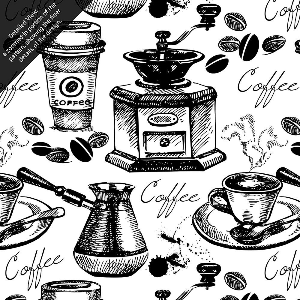 Vintage Coffee Illustrations Wallpaper Mural by Magic Murals