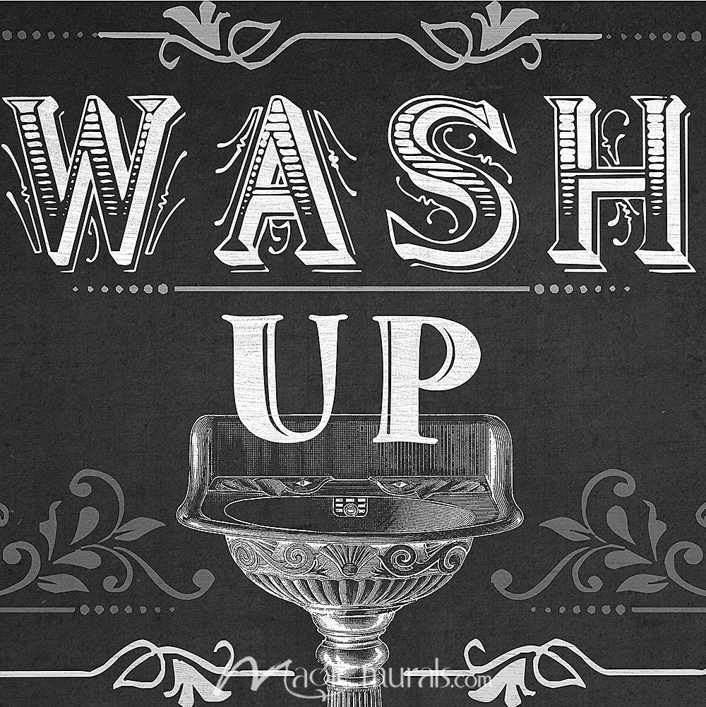 Chalkboard Bath Signs III Wallpaper Mural by Magic Murals