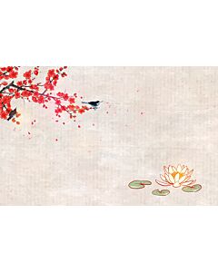 Sakura and Lotus Flowers on Grunge Background 4549 Wallpaper Wall Mural