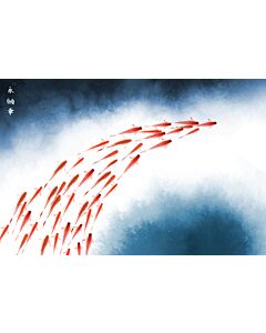 Happiness Goldfish Ink Wash Painting 7281 Wallpaper Wall Mural