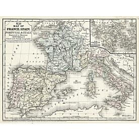 Mitchell's Map France Spain& Italy Wallpaper Wall Mural