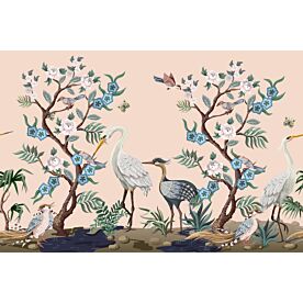 Herons and Peacock Floral 6072 Wallpaper Wall Mural