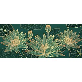 Golden Lotus on Green 6069 Wallpaper Wall Mural