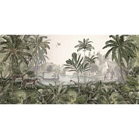 Leopard Landscape Green by Sir Edward Wallpaper Wall Mural