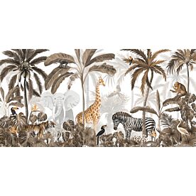 Jungle Jive - Sepia by Kikki Belle Wallpaper Wall Mural