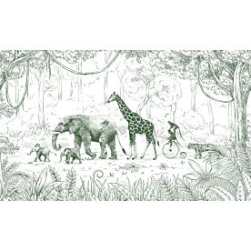 Animal Parade - Green by Kikki Belle Wallpaper Wall Mural