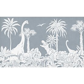 Monochrome Dino - Blue by Kikki Belle Wallpaper Wall Mural