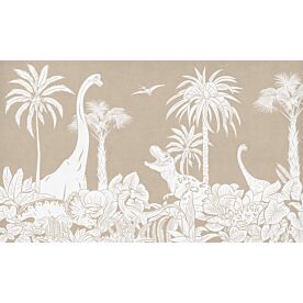 Monochrome Dino - Brown by Kikki Belle Wallpaper Wall Mural