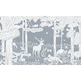 Monochrome Forest - Blue by Kikki Belle Wallpaper Wall Mural