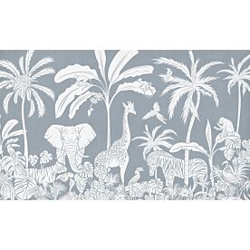 Monochrome Jungle - Blue by Kikki Belle Wallpaper Wall Mural
