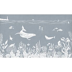 Monochrome Sea - Blue by Kikki Belle Wallpaper Wall Mural