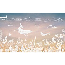 Monochrome Sea - Aqua Pink by Kikki Belle Wallpaper Wall Mural