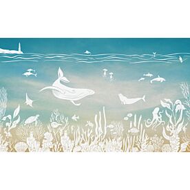 Monochrome Sea - Aqua Blue by Kikki Belle Wallpaper Wall Mural