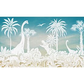 Monochrome Dino - Blue Sky by Kikki Belle Wallpaper Wall Mural