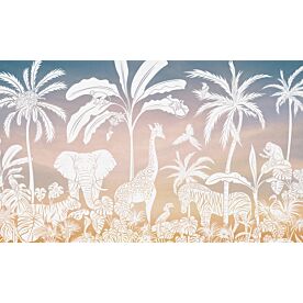 Monochrome Jungle - Sky Pink by Kikki Belle Wallpaper Wall Mural