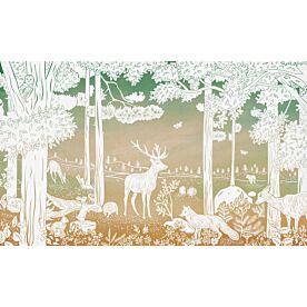 Monochrome Forest - Green Sky by Kikki Belle Wallpaper Wall Mural