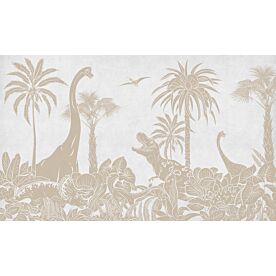 Monochrome Dino - White Vintage by Kikki Belle Wallpaper Wall Mural