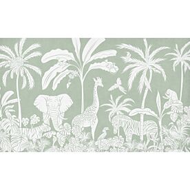 Monochrome Jungle - Green by Kikki Belle Wallpaper Wall Mural