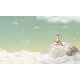 Fox on the Moon - Green by Oliver Robins Wallpaper Wall Mural