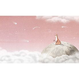 Fox on the Moon - Pink by Oliver Robins Wallpaper Wall Mural