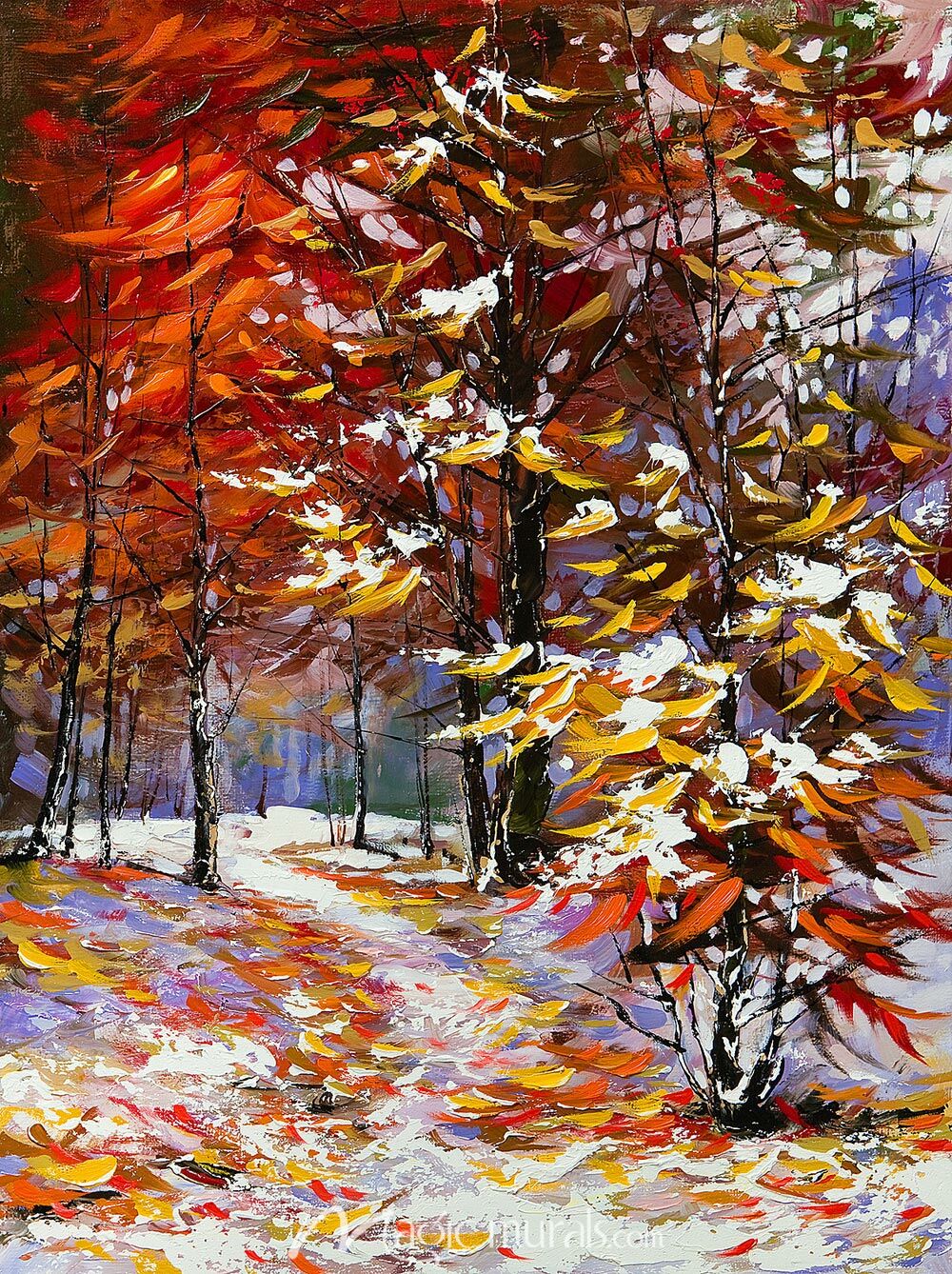 Road through Autumn Woods Wallpaper Mural by Magic Murals