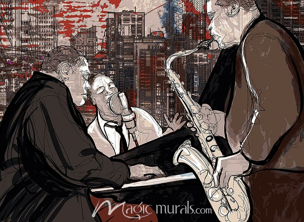 Jazz in the City Wallpaper Wall Mural by Magic Murals