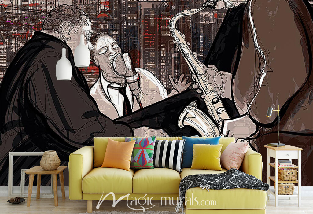 Jazz in the City Wallpaper Wall Mural by Magic Murals