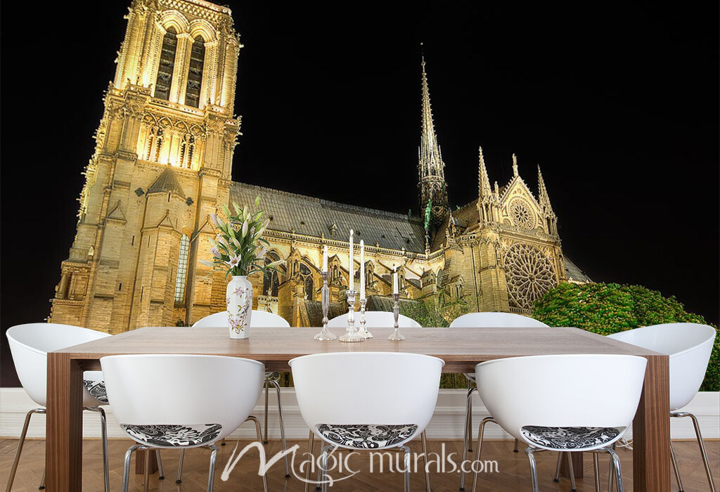Notre Dame Cathedral At Night Wallpaper Mural by Magic Murals