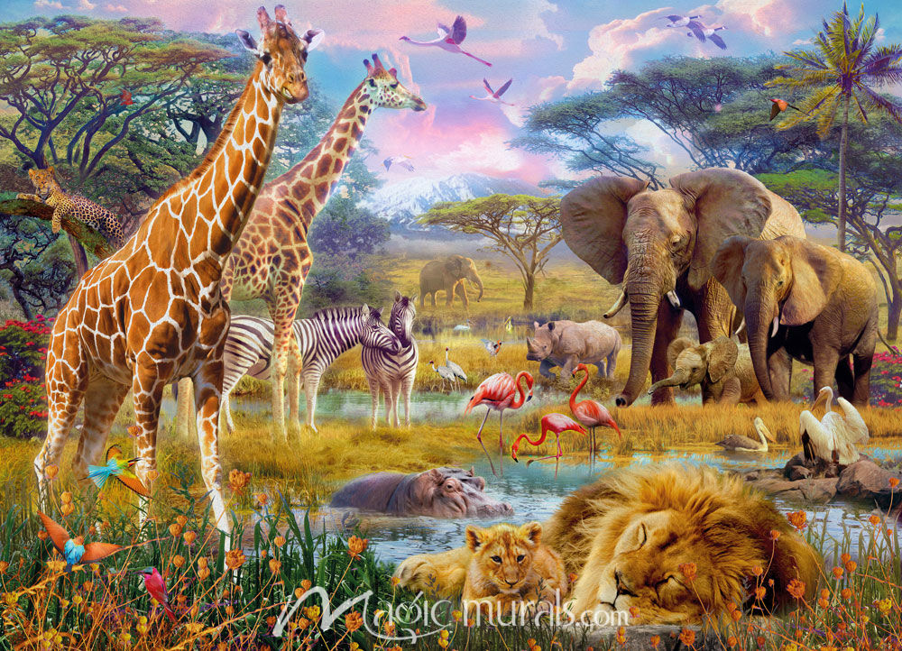 Savannah Animals Wallpaper Wall Mural by Magic Murals