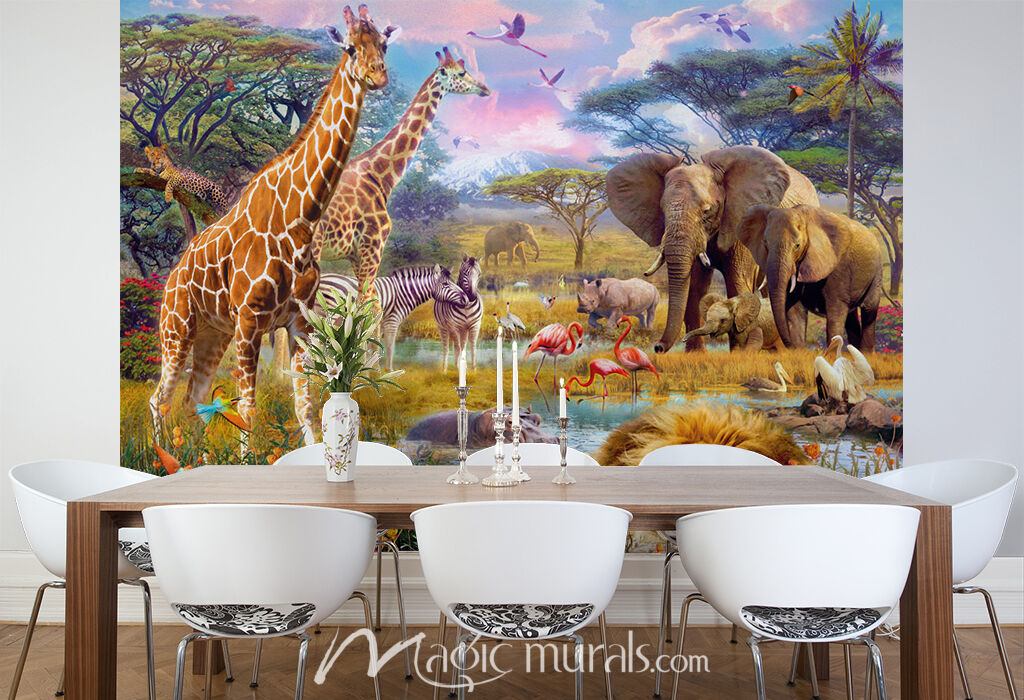 Savannah Animals Wallpaper Wall Mural by Magic Murals