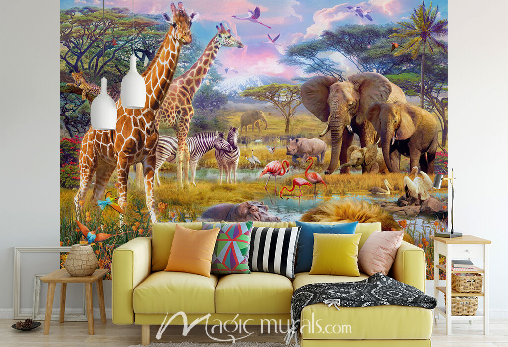 Savannah Animals Wallpaper Wall Mural by Magic Murals