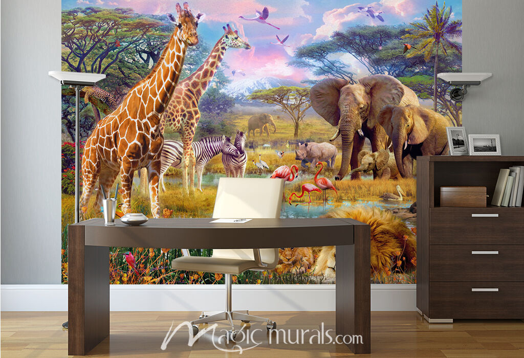 Savannah Animals Wallpaper Wall Mural by Magic Murals