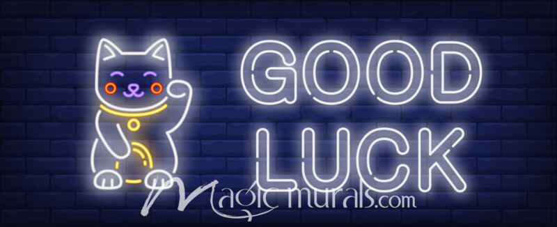 Maneki Neko Good Luck Neon Wallpaper Wall Mural