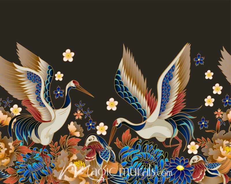 Mandarin Ducks and Flowers 4533 Wallpaper Wall Mural