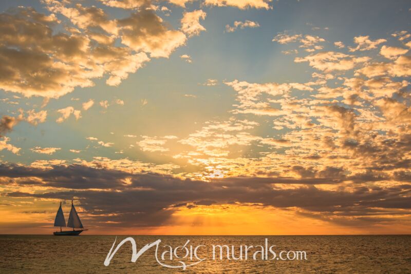 Turks Caribbean Sunset Sail 1409 Wallpaper Wall Mural