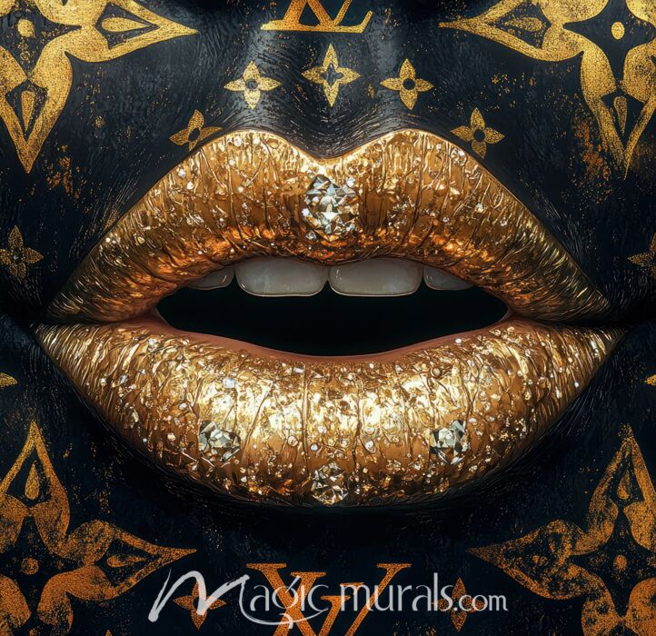 Golden Lips 1 Wallpaper Wall Mural