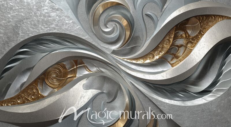 Goldfish Silver Two Wallpaper Wall Mural