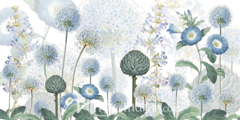 Blue Wild Meadow by Sir Edward Wallpaper Wall Mural