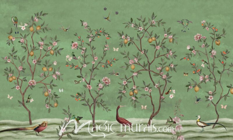Lemon Tree Chinoiserie Green by Sir Edward Wallpaper Wall Mural