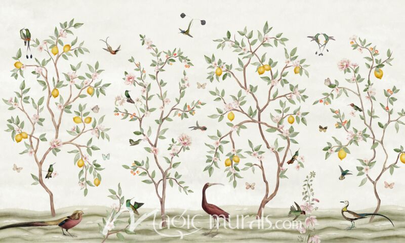 Lemon Tree Chinoiserie White by Sir Edward Wallpaper Wall Mural