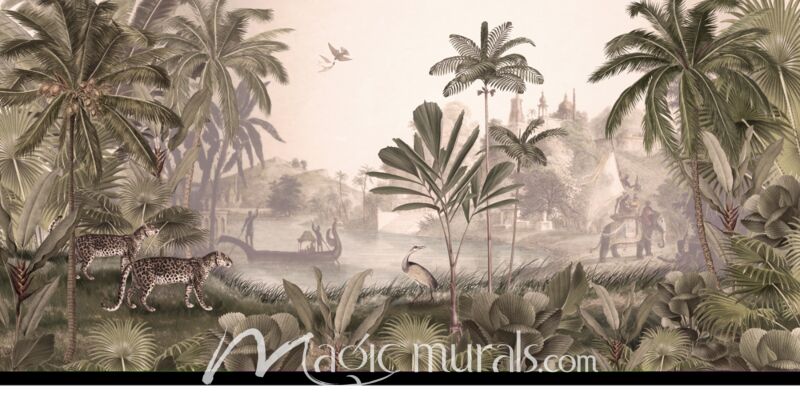 Leopard Landscape Sepia by Sir Edward Wallpaper Wall Mural