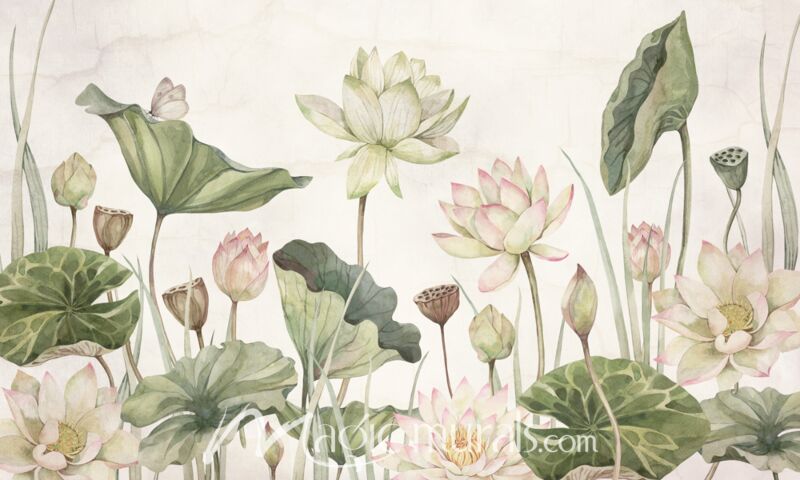 Lovely Water Lillies by Sir Edward Wallpaper Wall Mural