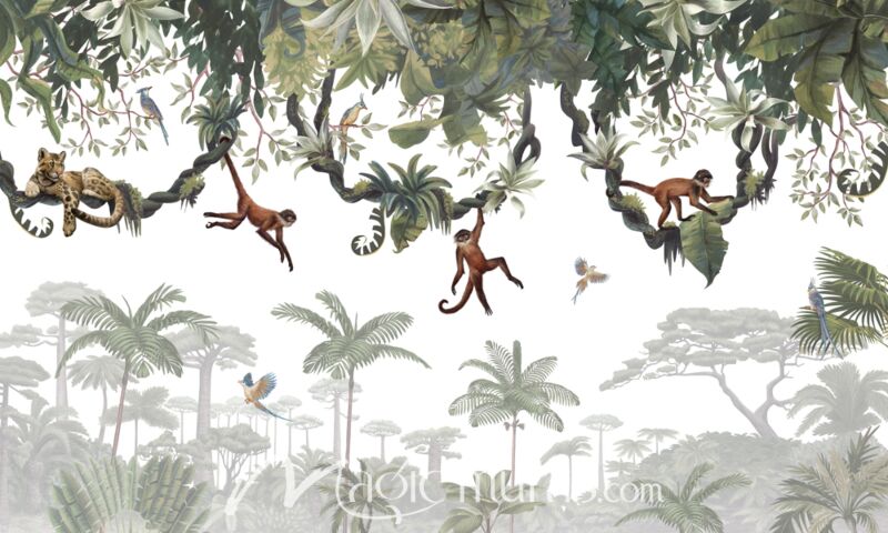 Cheeky Monkeys by Kikki Belle Wallpaper Wall Mural