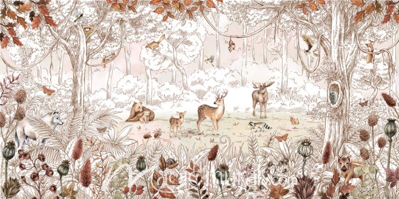 Forest Friends - Autumn by Kikki Belle Wallpaper Wall Mural