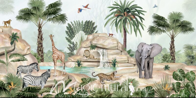 Jolly Jungle by Kikki Belle Wallpaper Wall Mural